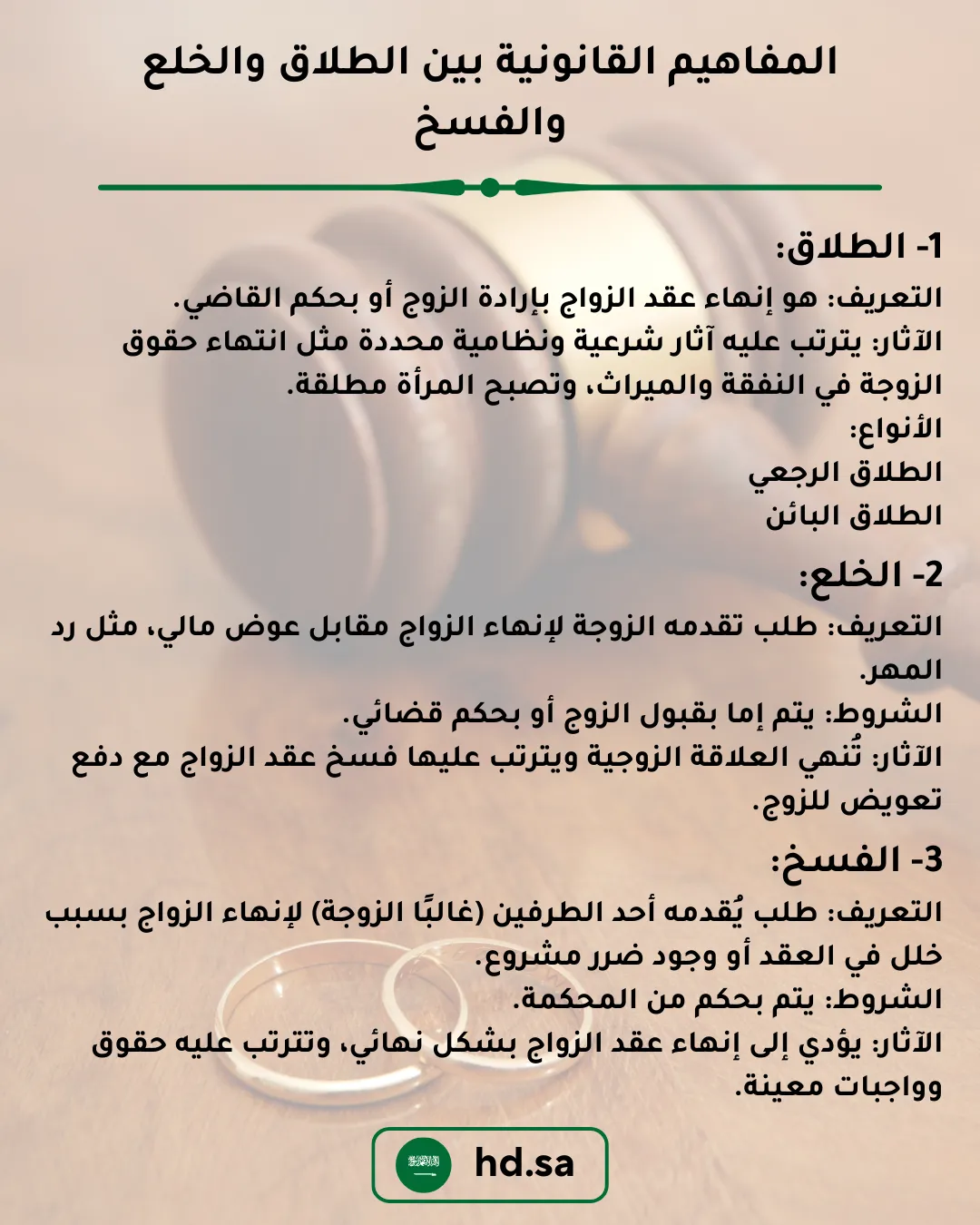 المفاهيم القانونية بين الطلاق والخلع والفسخ